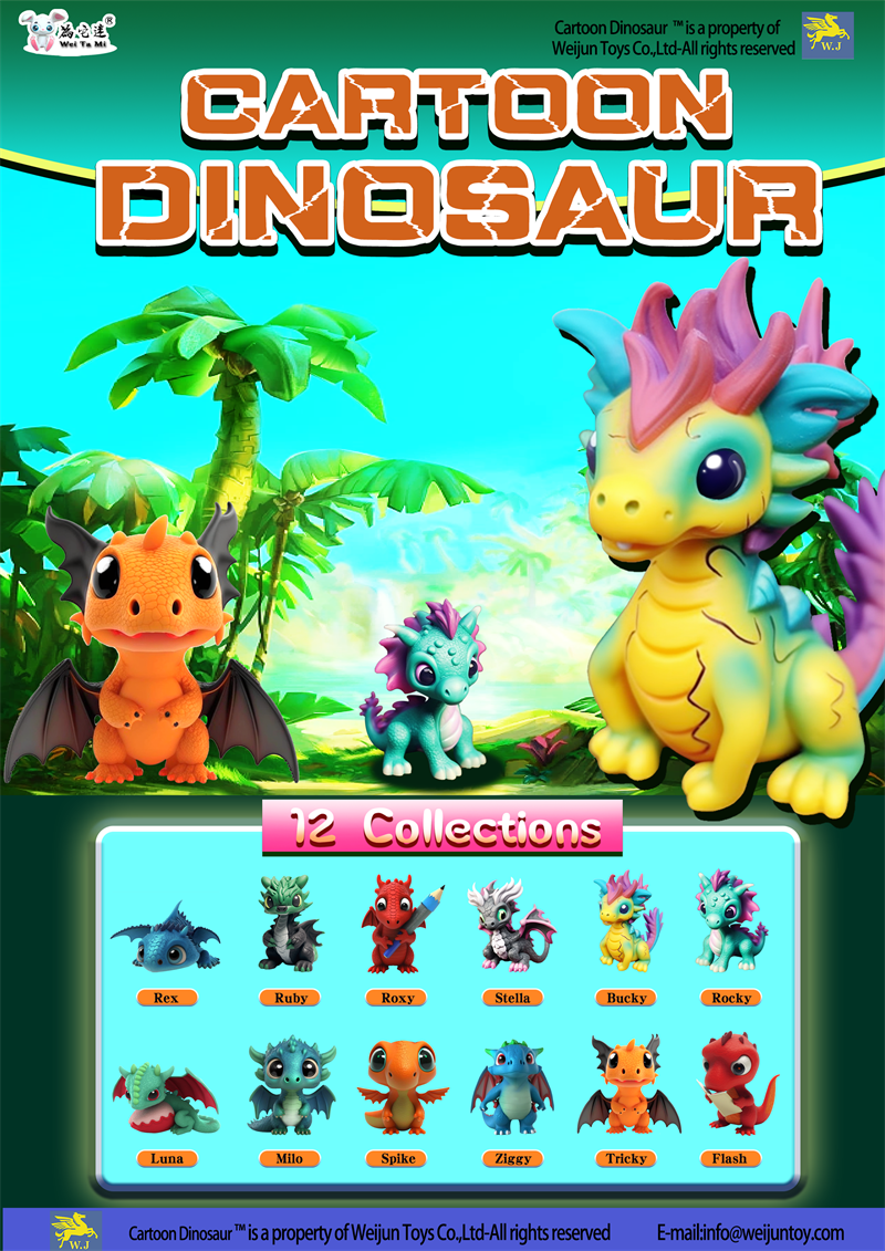 12 Collectible Cartoon Dinosaur Figurines Made From Safe And Eco-Friendly PVC Material