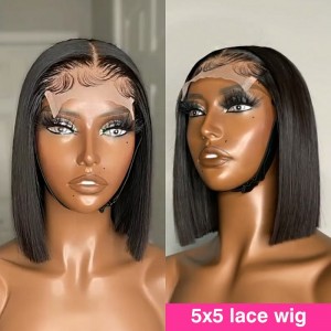 Wholesale Short Blunt Cut Bob 4×4 Lace Closure Wigs Super Soft