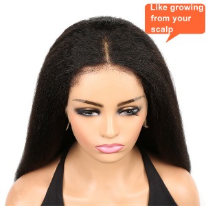 Kinky Straight Lace Front Wig With Type 4C Afro Curly Baby Hair