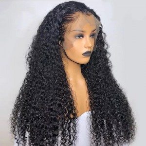 Hot Sale Transparent Lace Frontal Closure Kinky Curly Wig Human Hair