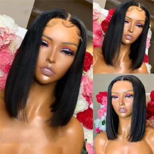 Wholesale Short Blunt Cut Bob 4×4 Lace Closure Wigs Super Soft