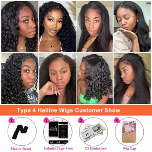 Kinky Straight Lace Front Wig With Type 4C Afro Curly Baby Hair