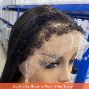 Silk Straight 13X4 Transparent Lace Front Wig With Type 4C Curly Hairline