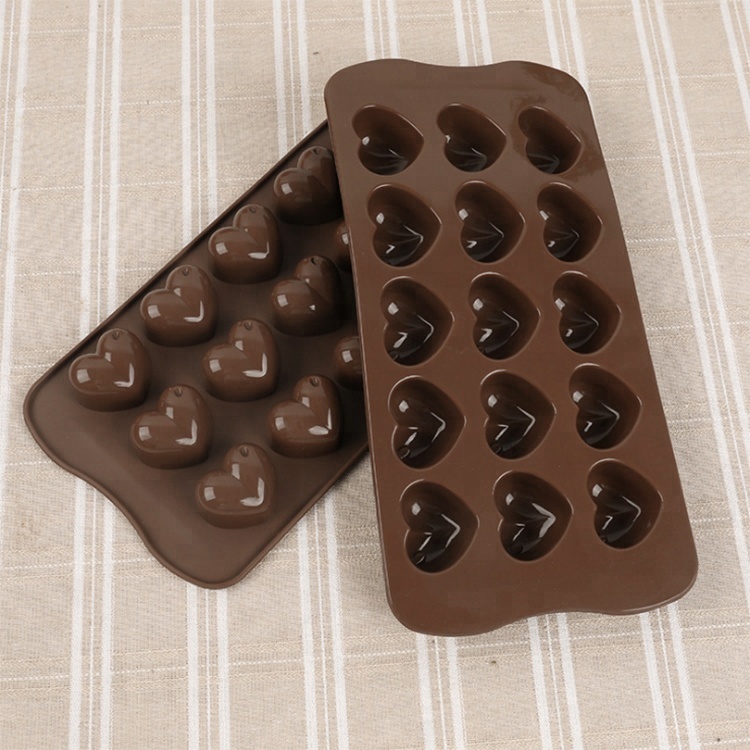 Food Grade 15 Small Cavity Silicone Chocolate Mold Handmade Heart Chocolate Molds