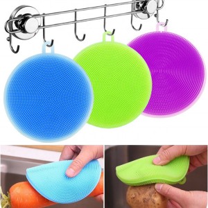 Hot Sale Kitchenware Silicone Round Cleaning Brush For Dishes Cups