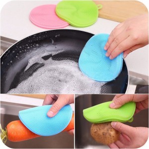 Hot Sale Kitchenware Silicone Round Cleaning Brush For Dishes Cups