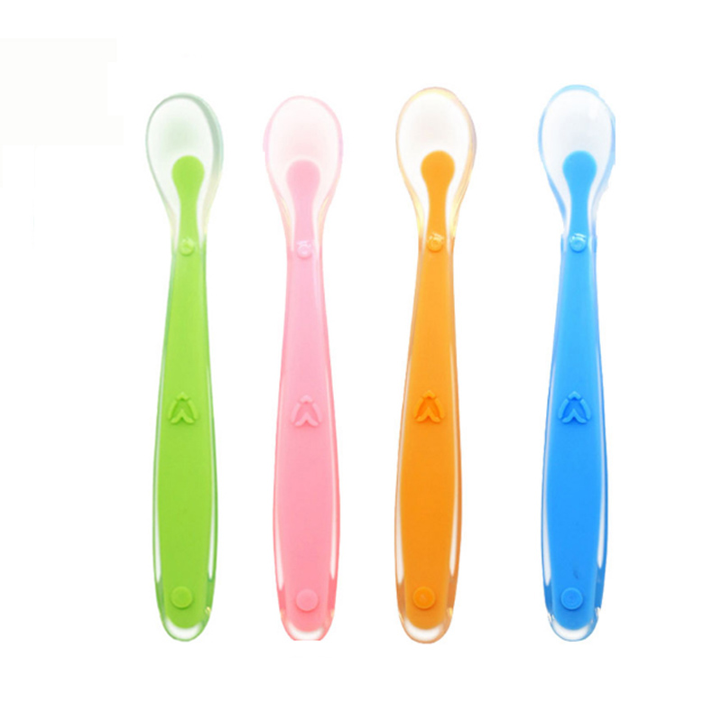 BPA Free Color Changing Babyske Silicone Baby Spoon for Infant Baby Training Baby Feeding Spoon