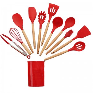 Kitchen Accessories 12 Pcs Non Stick Stainless Steel Wooden Cake Cooking Tools Cookware Sets Silicone Cooking Tools