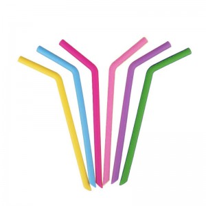 China Wholesale Silicone Cup Cover Manufacturers - 8 mm Custom Rainbow Colors Curved Silicone Drinking Straw Food Grade Bevel Incision Reusable Straws – Weishun