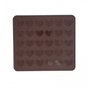 PriceList for China Infant Teether Manufacturers - Microwave Safe 30 Cavities Heart Shape Molding Chocolate Sheet Reusable Silicone Macaron Baking Mat – Weishun
