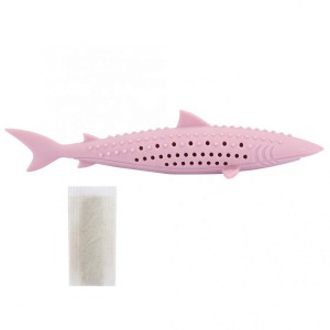 Pet Catnip Molar Teeth Cleaning Fish Shape Training Interactive Toy for Silicone Cat Chew Toys