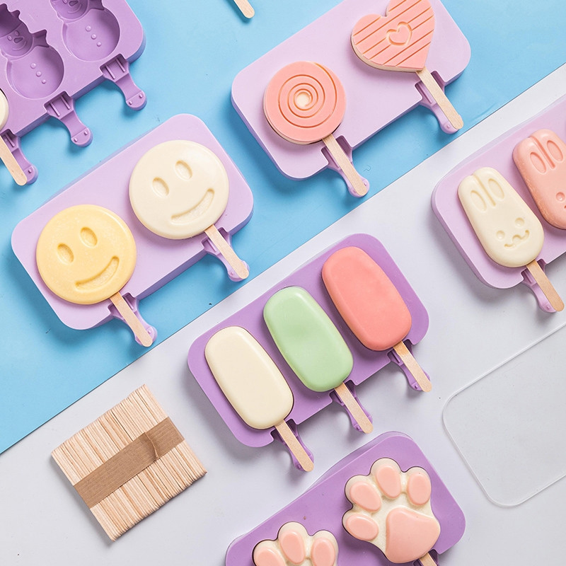 OEM/ODM China China Large Silicone Mat Suppliers - Freezer Safe Homemade Ice Pop Mould DIY Having Lid Sticks Popsicle Mold Cartoon Ice Cream Molds – Weishun