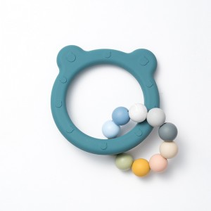 Baby chewable silicone beads teether bracelet teething ring rattle baby teether silicone beads