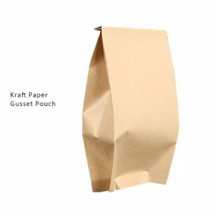China package supplier Kraft paper side gusset pouch
