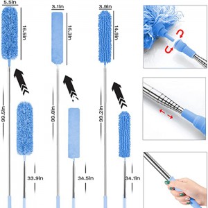 Microfiber Dust Remover Cleaning Kit Telescopic Extension Rod Flexible Dust Remover For Cleaning Ceiling Fans