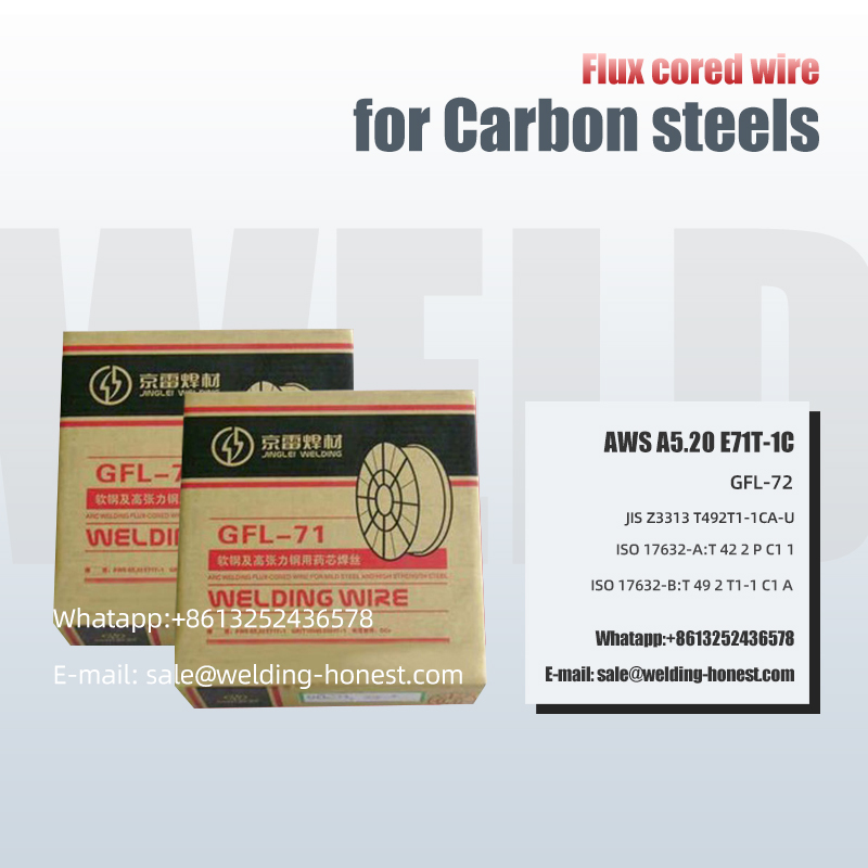 High Carbon steels Flux cored wire E71T-1C weld fabrication makings