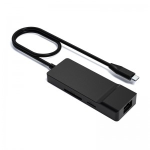 6-in-1 USB3.1/Type-C to USB3.0+2*USB2.0+RJ45+SD/TF HUB W/LED