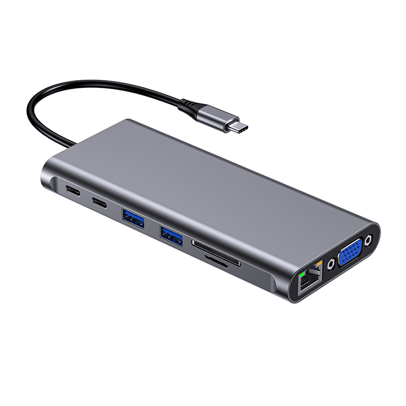 14-in-1 USB Type-C to HDMI+RJ45+Audio+Type C 3.0 Docking Station