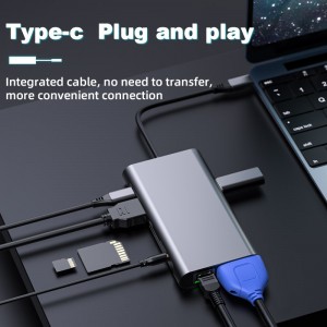 10-in-1 USB Type-C to RJ45+HDMI+ VGA+SD/TF+Audio+PD Docking Station