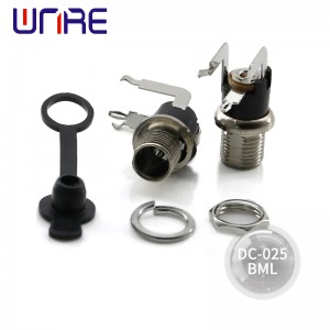 DC025BML DC Socket With Nut DC Power Jack Socket Female Panel Mount Connector DC-025BLM Pin1.3/1.65/2/2.5mm Male Plug