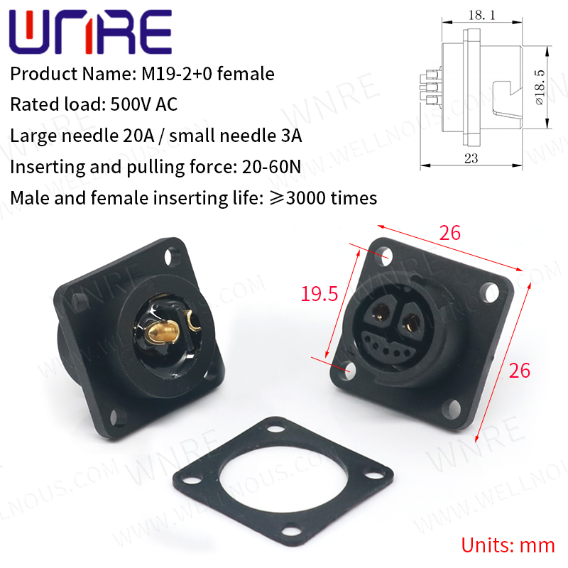 M19-2+0 Female Electric Bike Scooter Socket Power Connector e Bike Plug Batteries Scooter E-Bike Battery Connector 30-50A