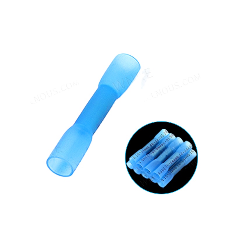 BHT-2 Blue Heat Shrink Butt Wire Connectors 16-14 AWG Waterproof Insulated Automobile Wire Cable Terminals