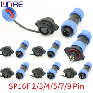 SP16 Flange Waterproof Aviation Cable Connector IP68 2/3/4/5/7/9 Pin Male Female Plug Socket