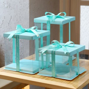 4 “6″ 8 “10″ birthday cake box transparent PET cake packaging wholesale