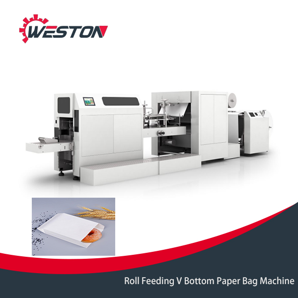 Fully Automatic High Speed Roll Feeding V Bottom Paper Bag Machine WST-JD260 350 P2