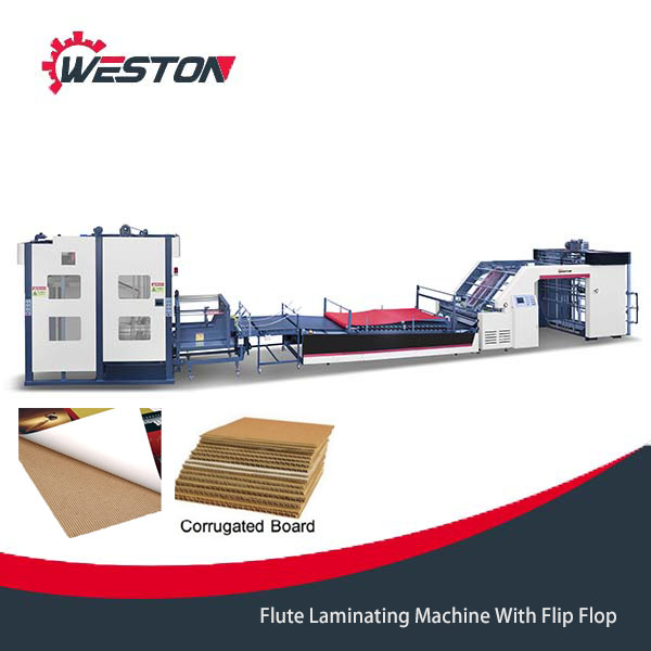 WST-1450H High speed automatic corrugated paper cardboard sheet flute Laminating Machine with Flip Flop