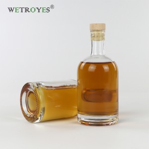 In Stock 375ml Heavy Base Nordic Round Glass Bottle iwth T Cork for Vodka Rum Gin Sauce