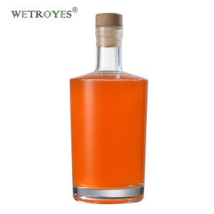 Flat Shoulder Heavy Base 100ml 375ml 500ml 750ml Vodka Gin Whiskey Glass Liquor Bottle with Cork