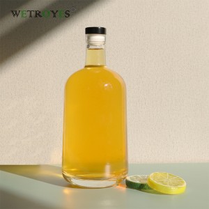 750ml Custom Heavy Base Liquor Glass Bottle for Vodka Gin Whisky Sodas with Cork Stoppers