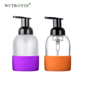 High Quality 8oz Frosted or Clear Heavy Base Glass Foaming Bottle with Black Pump