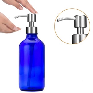 28/400 Silver Hand Soap Dispenser Pump for Boston Round Glass Bottle