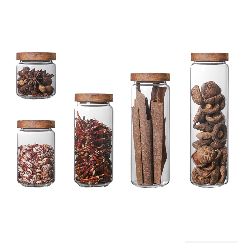 Oem Size Airtight High Borosilicate Round Square Glass Food Storage Container  Jars With Bamboo Lids