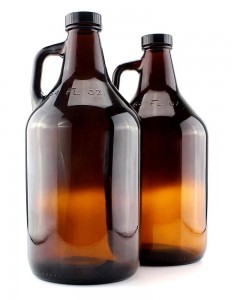 1/2 Gallon Amber Beer Growler Bottle with Poly Seal Caps
