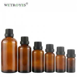Amber Glass Essential Oil Bottles with Tamper Evident Caps