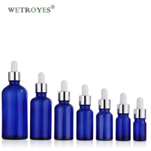 Cobalt Blue Essential Oil Glass Bottles with Glass Dropper