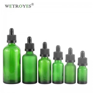 Essential Oil Green Glass Bottles for Body Oil with Dropper