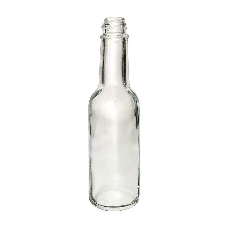 5 oz. Clear Glass Hot Sauce Bottle with Black Unlined Cap and Orifice Reducer (24/414) (V1)-24 (V1), 24 Pack
