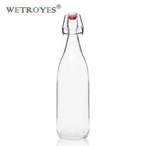 1000ml Clear Round Glass Bottle for Beverage Juice Beer