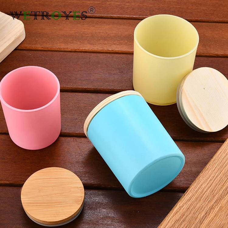 200ml Candle Holder Glass Containers Candle Cup With Bamboo Lid