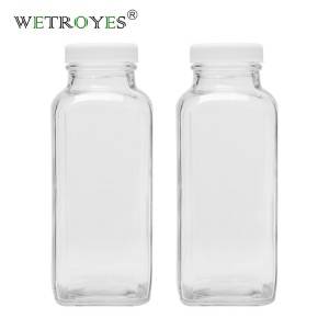 China Transparent French Square Mini 2oz Wine Glass Juice Glass Bottle with  Lid manufacturers and suppliers