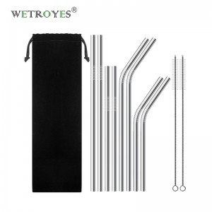215mm SS304 Stainless Steel Colorful Straw for Boba Tea