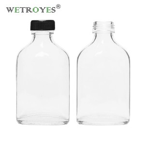 Hot Sale 100ml Empty Clear Flask Flat Glss Bottle for Store Beverage Juice  Milk