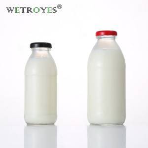 300ml 500ml Round Juice Water Milk Glass Bottles with Metal Lug Cap