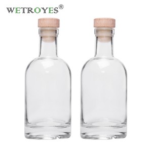 High Quality Clear Round Glass Vodka Bottles with Cork