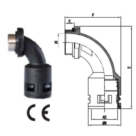 Reasonable price Metal Flexible Conduit Pipe - 90°Bend Connector With Metal Thread – Weyer