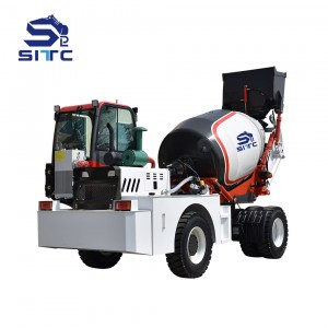3cbm self loading concrete mixer truck with rear cab